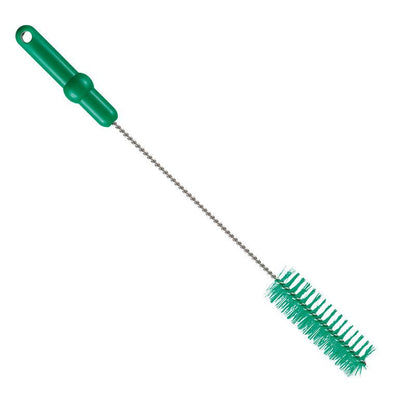 La Haug Bürsten KG SPAZZOLA PER TUBI, ø 0,50MM MEDIA, 500Xø40MM ha un manico verde, setole rigide e un lungo manico in metallo intrecciato per una pulizia efficace e manutenzione dei tubi in contenitori stretti.