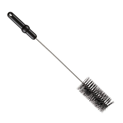 La Haug Bürsten KG SPAZZOLA PER TUBI, ø 0,50mm medio 500xø 60mm, ha setole cilindriche nere, un lungo manico in metallo intrecciato e un manico in plastica nera, raffigurata su sfondo bianco.