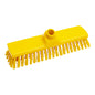 Die BESEN von Haug Bürsten KG verfügt über steife 0,50 mm PBT-Borsten, einen gelben Kopf mit den Maßen 300 x 70 x 40 mm und einen abgewinkelten Anschluss für die Stielbefestigung - ideal für schwere Reinigungsaufgaben.