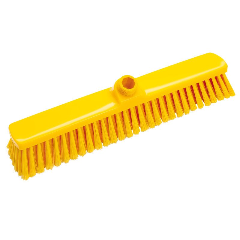 La SCOPA GRANDI SPAZI di Haug Bürsten KG è dotata di setole PBT morbide (ø 0,25mm), una testa di 400x60x50mm e una presa centrale per il fissaggio del manico - perfetta per la pulizia del pavimento.
