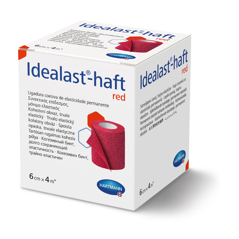 Hartmann Idealast®-haft Color, fascia ideale elasticizzata permanente in rosso, 6 x 4 cm