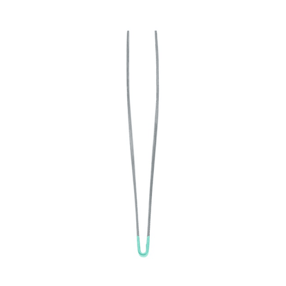 La pinzetta Hartmann Splitter (Dritta 9cm P25) della Paul Hartmann AG con punta in gomma verde chiaro è raffigurata con le estremità aperte rivolte verso l'alto su sfondo bianco.
