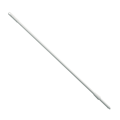 Un manico in fibra di vetro di Haug Bürsten KG in bianco su uno sfondo bianco semplice, composto da due segmenti e dotato di un foro a un'estremità per appendere o fissare, che lo rende leggero ed ergonomico.
