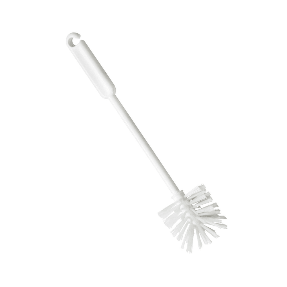 La spazzola per bicchieri e bottiglie Haug 32 cm di Haug Bürsten KG è una spazzola igienica per la pulizia in plastica bianca con manico lungo e setole, perfetta per la pulizia. Il design dispone di un pratico gancio sul manico per appenderla facilmente, ed è quindi ideale per bicchieri e bottiglie.