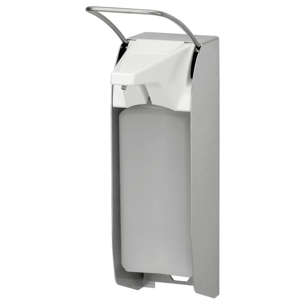 Il Kiehl Ophardt ingo-man plus IMP T E/24 è un distributore di sapone e disinfettante da 1000 ml in acciaio inossidabile con leva corta, contatore di cicli digitale e funzionamento manuale, adatto per l'uso pubblico o commerciale con bottiglie KIEHL formato Euro. Marca: Johannes Kiehl KG.