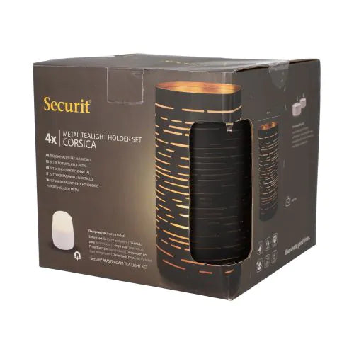 Papstar Portacandele Securit® Ø 8 cm x 15 cm nero/oro