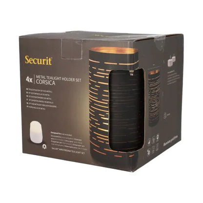 Papstar Portacandele Securit® Ø 8 cm x 15 cm nero/oro