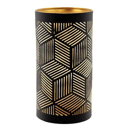 Papstar Portacandele Securit® Ø 8 cm x 15 cm nero/oro