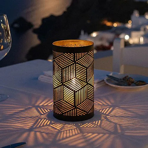 Papstar Portacandele Securit® Ø 8 cm x 15 cm nero/oro
