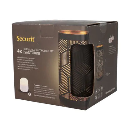 Papstar Portacandele Securit® Ø 8 cm x 15 cm nero/oro