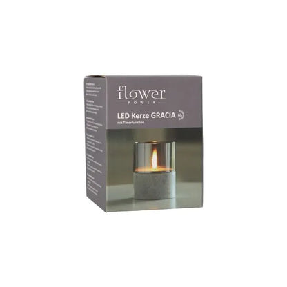 Papstar Candela LED Securit® Ø 8 cm grigia "Gracia"