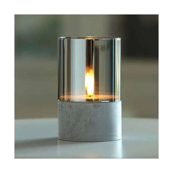 Papstar Candela LED Securit® Ø 8 cm grigia "Gracia"