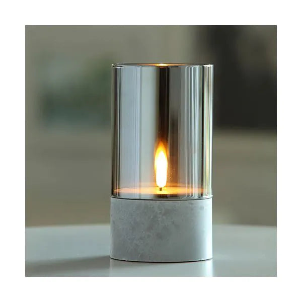 Papstar Candela LED Securit® Ø 8 cm grigia "Gracia"