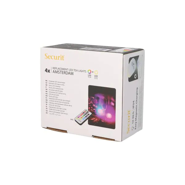 Papstar Confezione di ricarica Securit® 4 candeline LED Ø 4 cm x 5 cm "Amsterdam" tempo di illuminazione 12-40 ore