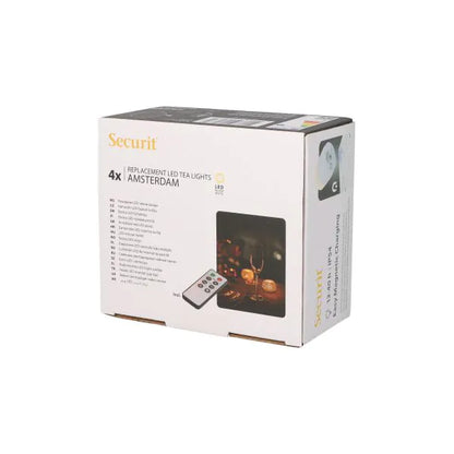 Papstar Confezione di ricarica Securit® 4 candeline LED Ø 4 cm x 5 cm "Amsterdam" tempo di illuminazione 12-40 ore