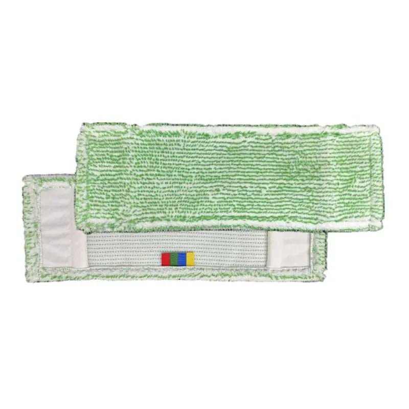 Sono raffigurati due tamponi Arcora Excellent Green-White Db-Fc Mopp di Arcora International GmbH. Uno ha un lato inferiore a rete con bande bianche e appendini multicolori per facilitare l'identificazione e la classificazione.