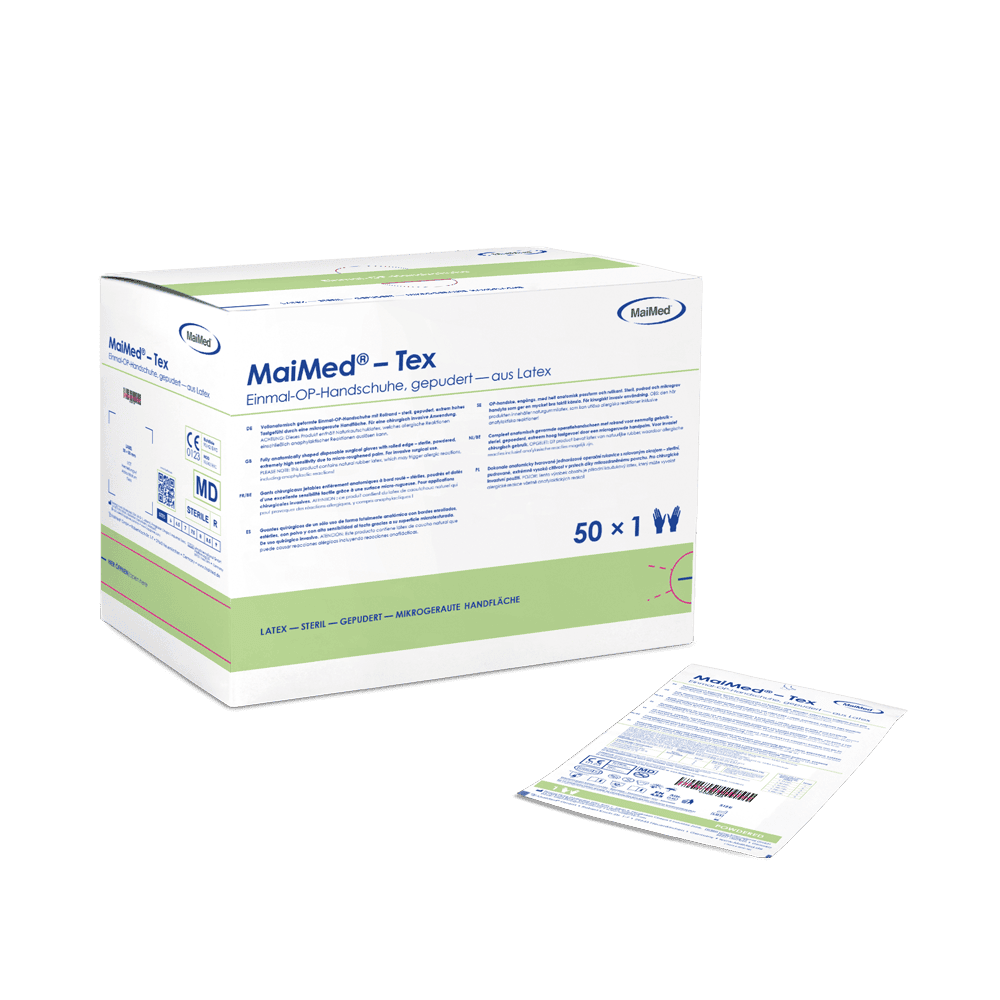 Guanti chirurgici in lattice sterili, leggermente talcati MaiMed-Tex, 50 paia/scatola