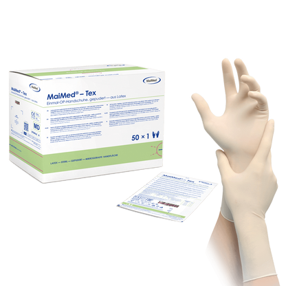 Guanti chirurgici in lattice sterili, leggermente talcati MaiMed-Tex, 50 paia/scatola
