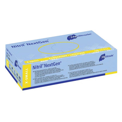 Guanti di nitrillo meditrade NextGen® EN 455, in polvere senza polvere, blu, 100 pezzi.