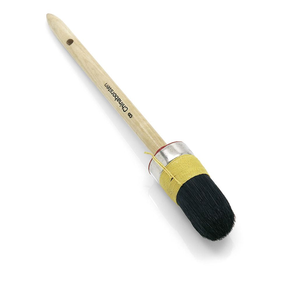 Il pennello ad anello per artigiani Nölle Profi Brush di Nölle Profi Brush Bürsten- & Pinseltechnik e.K. dispone di un manico in legno con una miscela di setole nere per una qualità da pittore. Una ghiera metallica avvolta con filo giallo e un pratico foro all'estremità facilitano la conservazione.