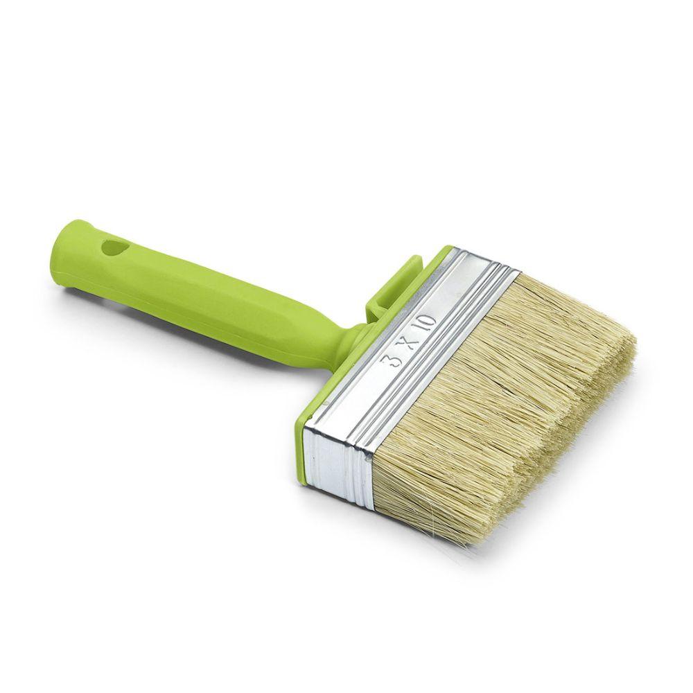 Il Nölle Profi Brush Pennello Industriale dispone di una ghiera in banda stagnata e setole chiare. Il suo manico in plastica verde brillante con occhiello per appendere consente una facile conservazione. La ghiera di 3 x 10 pollici è perfetta per compiti di pulizia industriale.