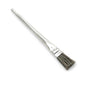 Un pennello per saldatura Nölle Profi Brush con manico in alluminio metallico e setole cinesi grigie è raffigurato su uno sfondo bianco, leggermente inclinato a sinistra per dimostrare la sua qualità professionale.