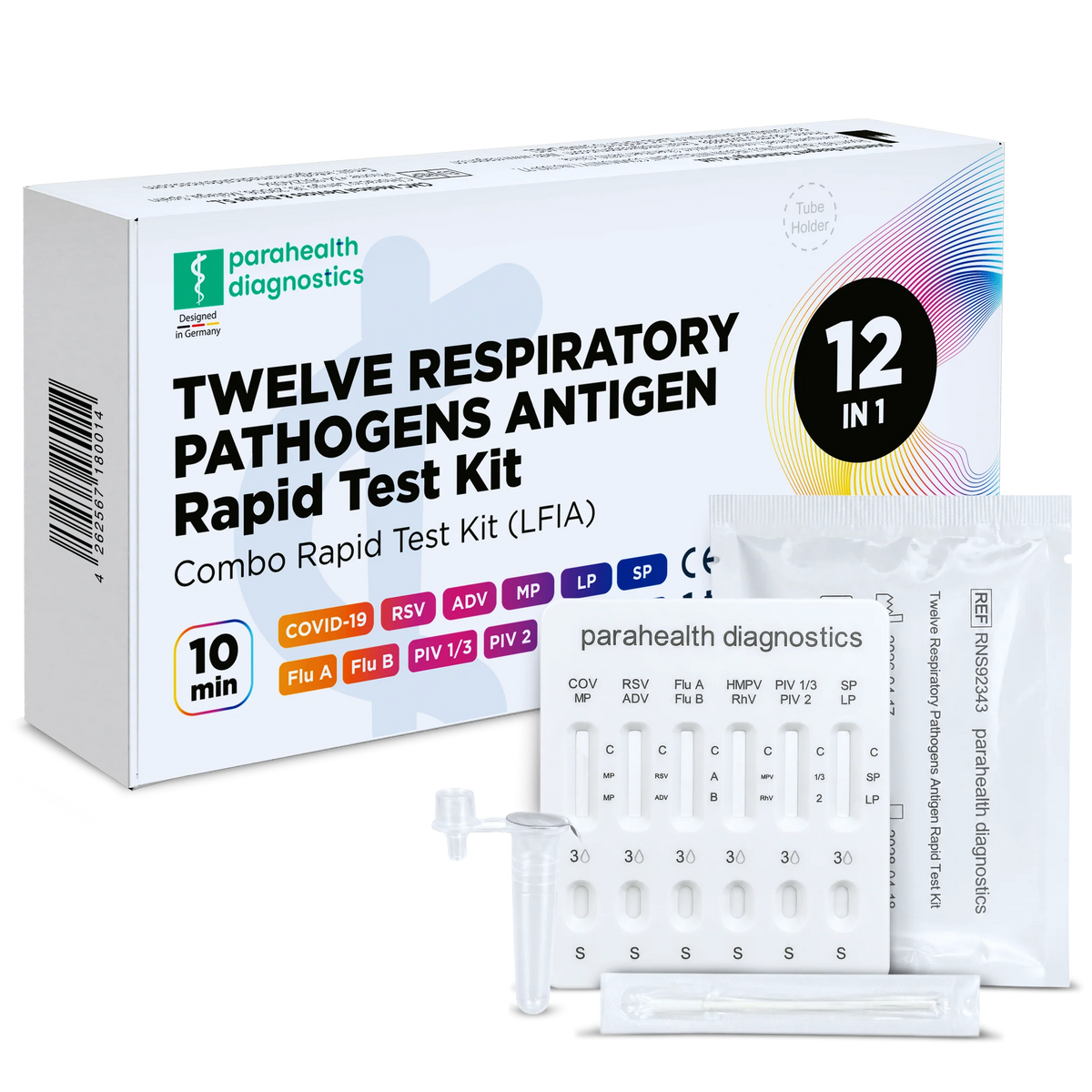 Set di test rapidi 12 in 1 per la rilevazione degli antigeni (COVID-19, influenza A/B, streptococchi, legionella e altri) | Pacchetto (1 prova)