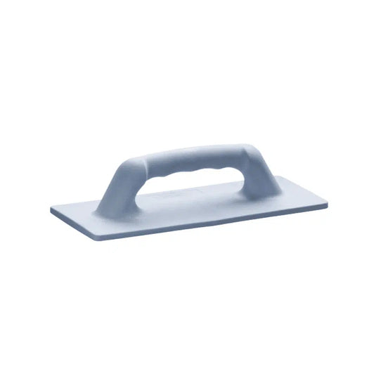 Il porta-spugna Vileda – Padboy e Padmaster della Vileda GmbH – è uno strumento di sfregamento di colore grigio, dotato di una base rettangolare e piatta e di un'impugnatura arrotondata nella parte superiore, perfetto per levigare le superfici durante i lavori di costruzione e di finitura. Il suo risalto su uno sfondo bianco semplice ne sottolinea la funzione come parte dell'attrezzatura per la pulizia.
