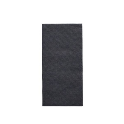 Un singolo tovagliolo rettangolare grigio scuro della "DAILY Collection" (1/8 piegatura, 32 cm x 32 cm) di PAPSTAR GmbH è piegato longitudinalmente, incarna comfort sostenibile e si trova su uno sfondo bianco semplice. Questo tocco elegante conferisce a ogni decorazione della tavola un fascino discreto.
