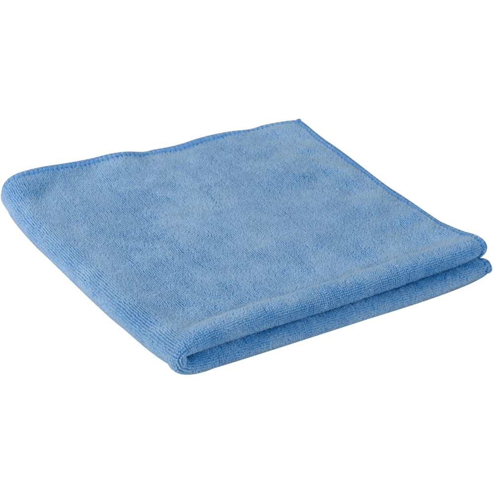 Un panno in microfibra piegato ENA Soft, 40x40 cm di Abena Re-Seller GmbH, è mostrato su sfondo bianco. La sua texture morbida e i bordi puliti lo rendono perfetto per la cura dell'auto e la pulizia.