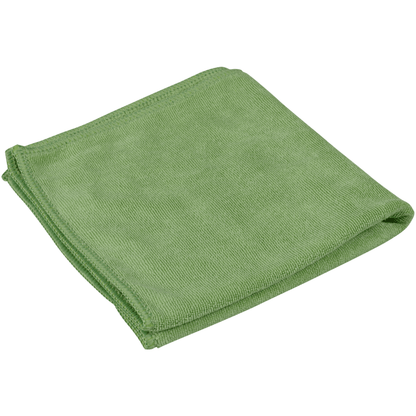 Un panno in microfibra verde piegato ENA Platin (32x32 cm) di Abena Re-Seller GmbH viene presentato su uno sfondo bianco semplice.