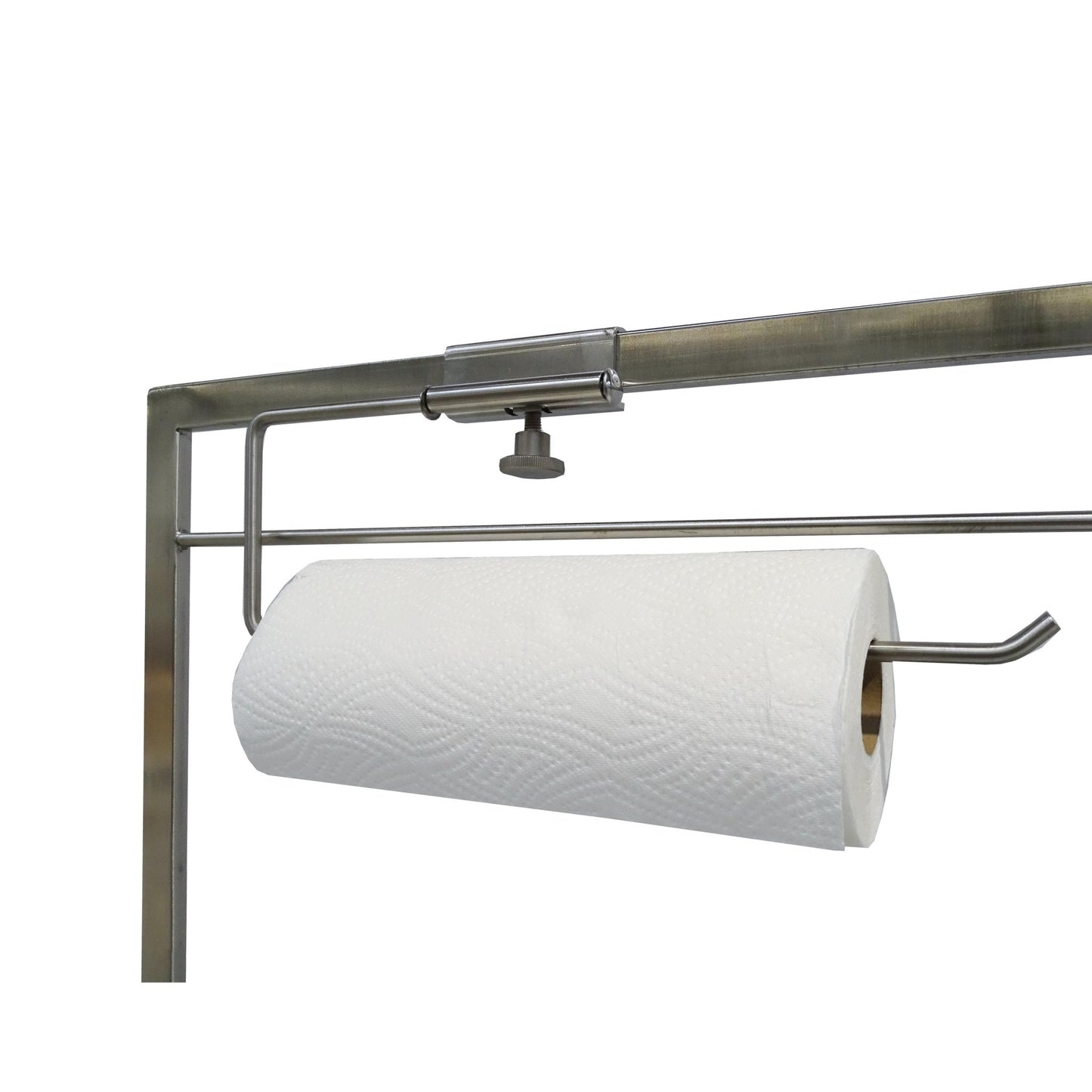 Il portarrolli Novocal per rotoli fino a 300 mm di diametro (1 pezzo) può essere fissato all'Euroschi e tiene saldamente un rotolo di asciugamani di carta bianchi, discretamente goffrati.