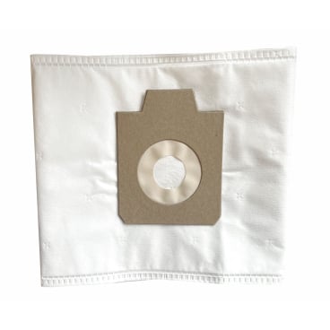 Un sacchetto filtrante in tessuto Arcora Ecoblack S9Q (10 pezzi) sacchetto per aspirapolvere di Arcora International GmbH con design rettangolare bianco, colletto di cartone e apertura rotonda è rappresentato su uno sfondo bianco monocromatico.