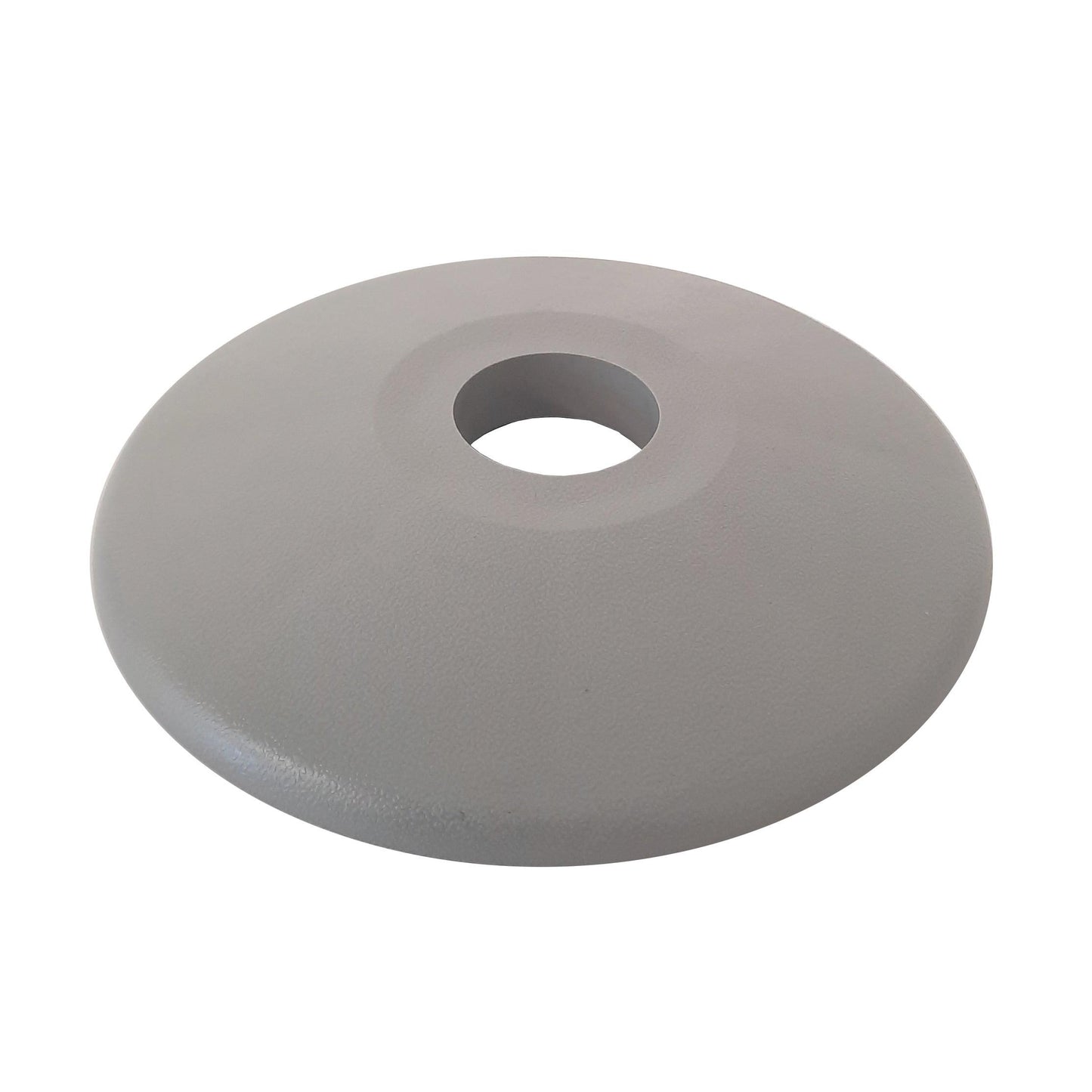 Un disco paraurti Novocal grigio e rotondo per carrelli di reparto (1 set = 4 pezzi) con un grande foro al centro, rappresentato su sfondo bianco.