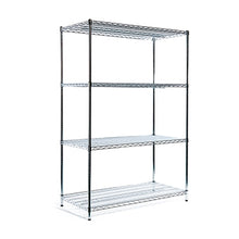 Die Novocal Standregal Anbaueinheit ist ein vierstöckiges Regal aus vernickeltem und hochglanzverchromtem Präzisionsstahl, mit verstellbaren Einlegeböden und offenem Design, dargestellt auf vier Beinen vor einem schlichten weißen Hintergrund.