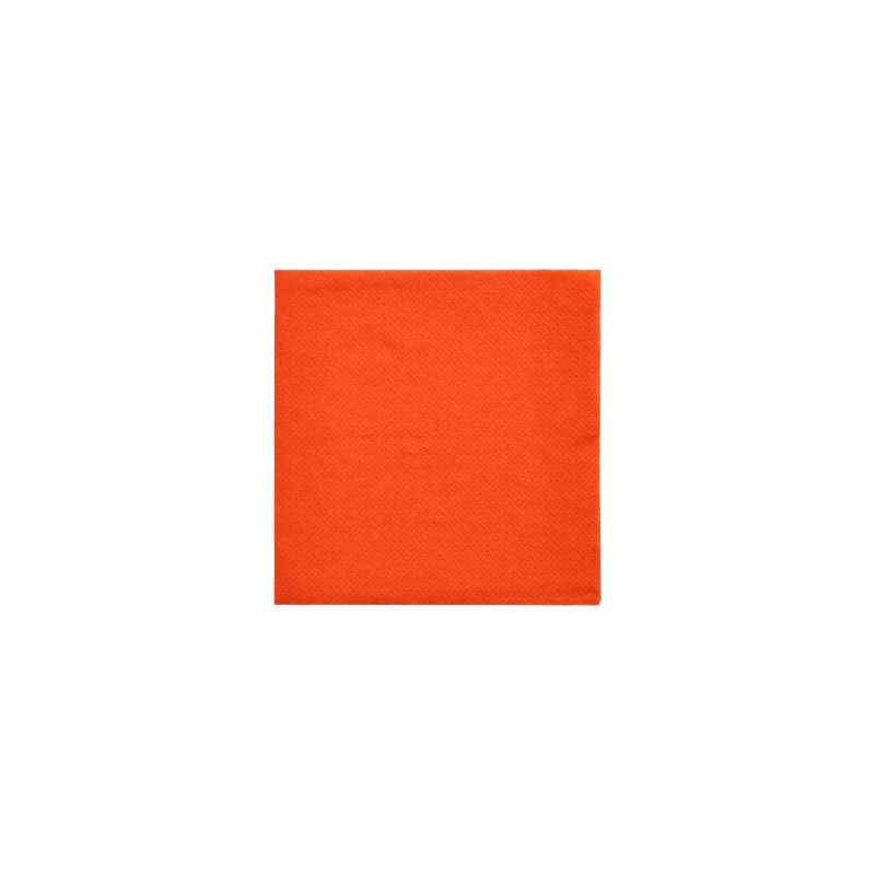 I tovaglioli 1/4 piega della "DAILY Collection" PAPSTAR, nella misura 24 cm x 24 cm in arancione, ideali per decorazioni da tavola sostenibili, sono posizionati al centro su uno sfondo bianco.