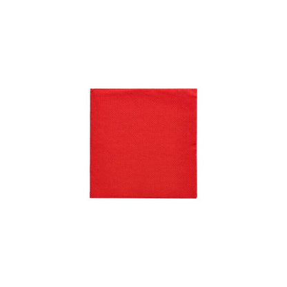 Un tovagliolo PAPSTAR della "DAILY Collection" con dimensioni 24 x 24 cm, piegato a 1/4 di dimensione, è posizionato su uno sfondo bianco semplice. Questo tovagliolo quadrato rosso, prodotto dalla PAPSTAR GmbH, sembra essere certificato FSC ed è fatto di carta con un colore rosso uniforme e una texture liscia su tutta la superficie, ideale per decorazioni da tavola ecologiche.