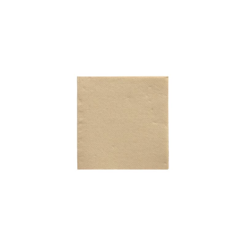 Eine schlichte, beige Papierserviette aus der PAPSTAR „DAILY Collection“ im Format 24 cm x 24 cm, ideal für eine nachhaltige Tischdekoration, steht zentriert auf weißem Untergrund.