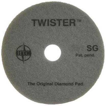 Das Twister Pad 10000 von Diversey Deutschland GmbH & Co. OHG ist ein rundes, graues Pad mit Mittelloch, ideal zum Reinigen und Polieren von Hartböden.