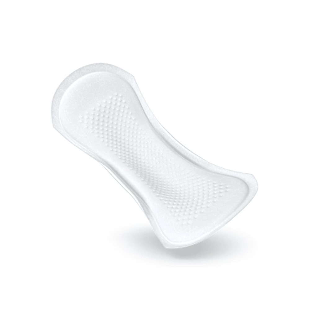 Un'immagine che mostra l'assorbente per incontinenza TENA Comfort Mini Extra di TENA – Essity Germany GmbH e mette in evidenza la sua superficie sagomata e strutturata, progettata per un comfort e un'assorbenza eccezionali. Questo assorbente offre una protezione affidabile grazie alla sua tecnologia del nucleo assorbente Dry Fast Core su uno sfondo bianco semplice. Il prodotto viene fornito in una confezione da 30 pezzi.