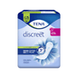 L'immagine mostra una confezione di assorbenti per incontinenza TENA Lady Discreet Extra Plus della Essity Germany GmbH, che serve a proteggere la vescica sensibile. La confezione è prevalentemente blu con un motivo floreale bianco e mette in evidenza caratteristiche come "InstaDRY Technology" e "3x Protection", sottolineando l'efficacia come soluzione per assorbenti per incontinenza.