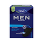 Una scatola blu di TENA Men Active Protective Shield Extra Light assorbente per incontinenza (14 pezzi) di TENA – Essity Germany GmbH con le scritte "100% discreto", "extra leggero" e "3x protezione" in tedesco, oltre a marchio e immagini del prodotto.