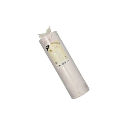 Un rotolo di PAPSTAR simile a un tessuto PV-Tissue Mix "ROYAL Collection" della PAPSTAR GmbH è adornato con un delicato motivo floreale verticale su uno sfondo bianco semplice. L'etichetta mostra in modo prominente i dettagli del prodotto e il logo del marchio in alto.
