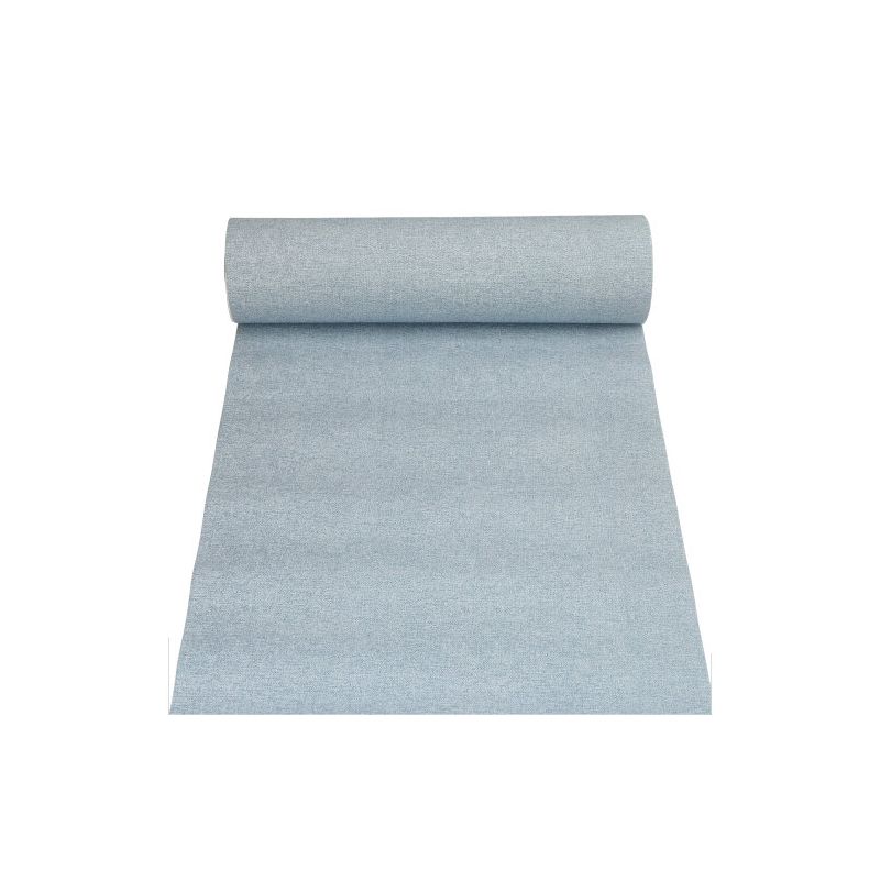 Un rotolo di stoffa azzurra della "ROYAL Collection" della PAPSTAR GmbH, simile a un tessuto, è parzialmente srotolato e presentato elegantemente su uno sfondo bianco. Il mix di polpa-viscosa-tessuto gli conferisce un aspetto liscio e uniformemente colorato.