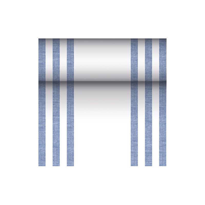 Come parte della "ROYAL Collection" della PAPSTAR GmbH, questo motivo senza cuciture presenta strisce blu verticali su sfondo bianco. Il mix di tessuti PV garantisce durata ed eleganza, con strisce distribuite uniformemente che creano un aspetto simmetrico ed equilibrato, rendendolo perfetto per qualsiasi runner da tavola simile a tessuto di PAPSTAR.