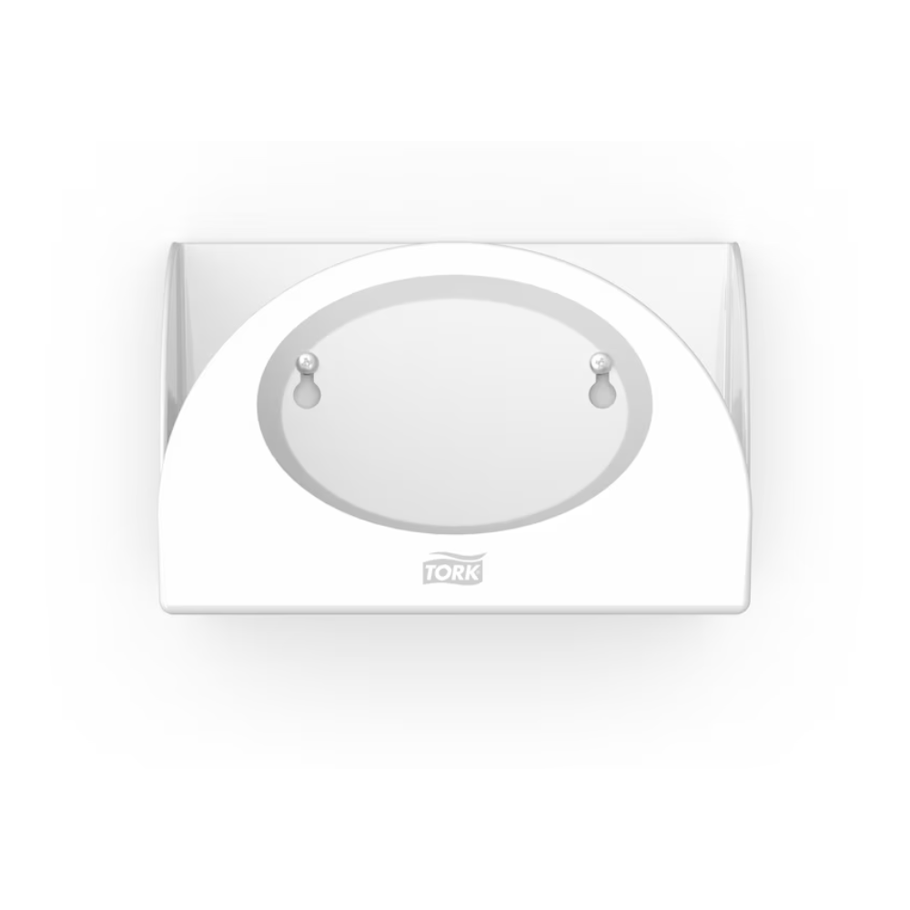 Il Tork 655100 Small Pack Papierspender Performance W8 di TORK – Essity Professional Hygiene Germany GmbH è un distributore di asciugamani di carta bianco e minimalista con apertura semicircolare e due chiusure rotonde visibili che offrono protezione igienica. Il suo design snello consente un montaggio a parete salvaspazio, rendendolo ideale per spazi moderni.