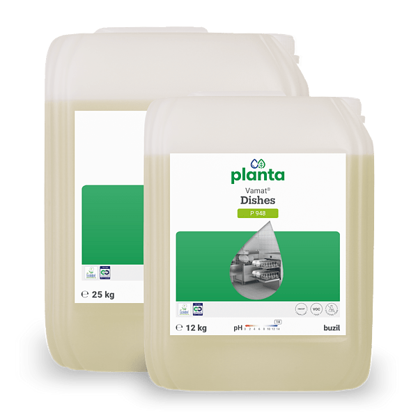 Vamat® Dishes P948 Detergente ecologico liquido per vetri e stoviglie, alcalino | Tanica (25 l) 