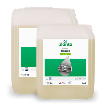 Vamat® Dishes P948 Detergente ecologico liquido per vetri e stoviglie, alcalino | Tanica (25 l) 