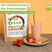 Proteine in polvere vegane biologiche alla fragola senza soia