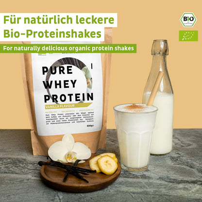 Proteine del siero di latte bio in polvere alla vaniglia
